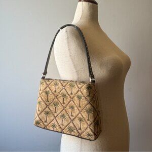 No Brand Palm Tree & Rhinestone Canvas Shoulder Bag